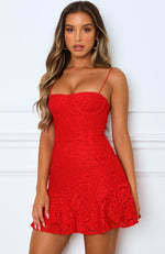 Venice Lace Mini Dress Red