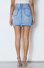 Locked Away Mini Skirt Blue Denim