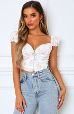 What About Love Crop Peach Floral