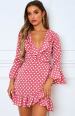 Single Focus Mini Dress Pink Polka Dot