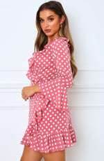 Single Focus Mini Dress Pink Polka Dot