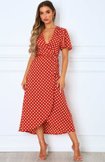 Notes On Paris Maxi Dress Rust Polka Dot