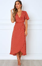 Notes On Paris Maxi Dress Rust Polka Dot