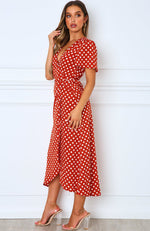 Notes On Paris Maxi Dress Rust Polka Dot