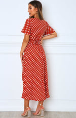 Notes On Paris Maxi Dress Rust Polka Dot