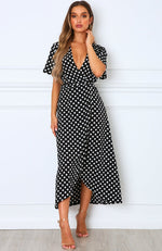 Notes On Paris Maxi Dress Black Polka Dot