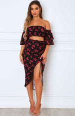 First Place Midi Skirt Black/Coral