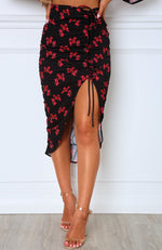 First Place Midi Skirt Black/Coral