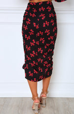 First Place Midi Skirt Black/Coral