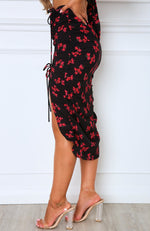 First Place Midi Skirt Black/Coral