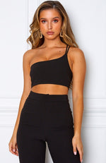 Tutti Fruity One Shoulder Crop Black