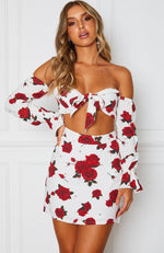 Sweetener Tie Front Crop Scarlet Rose White