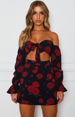 Sweetener Tie Front Crop Russian Rose Black