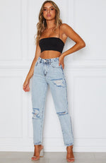 Moving On Boyfriend Jeans Washed Blue Denim