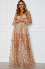 Entice Me Glitter Maxi Dress Gold