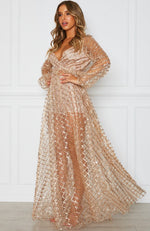 Entice Me Glitter Maxi Dress Gold