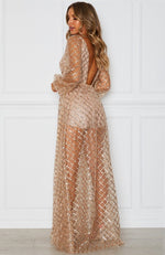 Entice Me Glitter Maxi Dress Gold