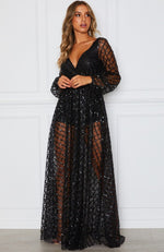 Entice Me Glitter Maxi Dress Black