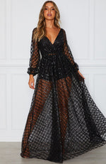 Entice Me Glitter Maxi Dress Black