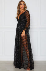 Entice Me Glitter Maxi Dress Black