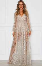 Entice Me Glitter Maxi Dress Silver