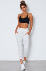 Drop It Like It's Crotch Pants White/Midnight Stripe