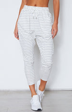 Drop It Like It's Crotch Pants White/Midnight Stripe