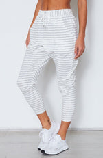 Drop It Like It's Crotch Pants White/Midnight Stripe