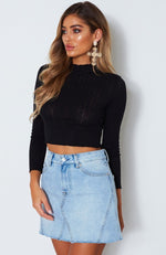 Worth It Long Sleeve Crop Black