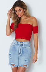 Liberty Knit Crop Red