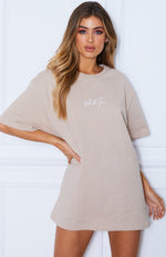 Move Me Script Tee Dress Sand