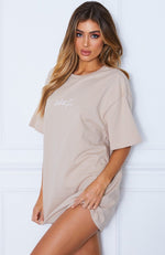 Move Me Script Tee Dress Sand