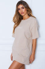 Move Me Script Tee Dress Sand