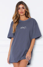 Move Me Script Tee Dress Charcoal