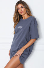 Move Me Script Tee Dress Charcoal