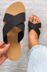 Majorca Slides Black Linen