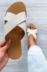 Majorca Slides Off White Linen