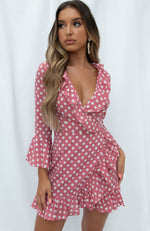 Single Focus Mini Dress Pink Polka Dot