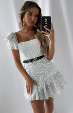 Different Sides Mini Dress White Polka Dot