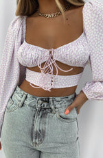 One Way Ticket Crop Lilac Print