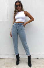 Drive Me Crazy Cropped Jeans Mid Blue