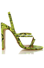 Devana Heels Neon Yellow Snake