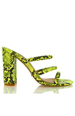 Elida Mules Neon Yellow Snake