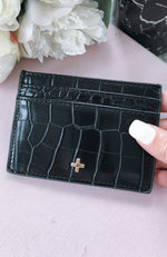 Izzy Card Holder Black Croc