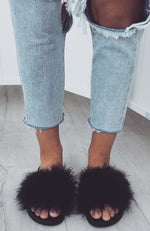 Kandi Fur Slides Black