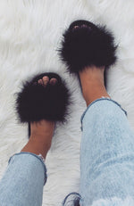 Kandi Fur Slides Black