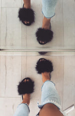 Kandi Fur Slides Black