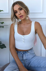 Cleo Ribbed Crop White