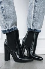 Madelyn Boots Black Crinkle Patent