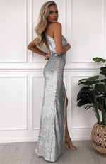 Set The Tone Maxi Dress Silver